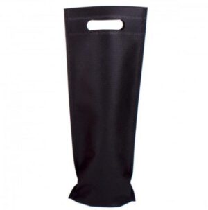 BOLSA BOTELLA VINO NEGRA 40X16+10CM 50U