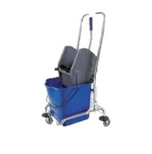 CARRO FREGADO PRENSA Y CESTA CROMADO ECO 25L
