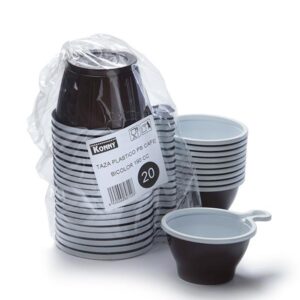 TAZA PLÁSTICO CAFÉ BICOLOR 190ML 20U