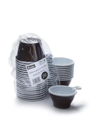 TAZA PLÁSTICO CAFÉ BICOLOR 190ML 20U