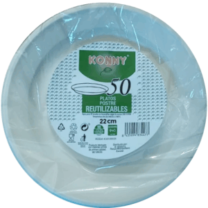 PLATO PLÁSTICO LLANO REUTILIZ. 22CM 50U