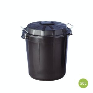 CUBO BASURA C/TAPA NEGRO 50L
