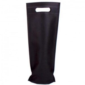 BOLSA BOTELLA VINO NEGRA 40X16+10CM 50U