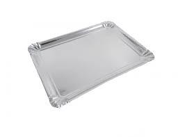 BANDEJA CARTÓN RECT. PLATA 18X24CM 100U