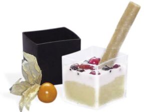 RECIPIENTE APERITIVO VASO CUBO NEGRO 65ML 25U