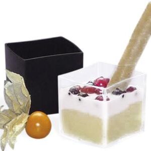 RECIPIENTE APERITIVO VASO CUBO NEGRO 65ML 25U