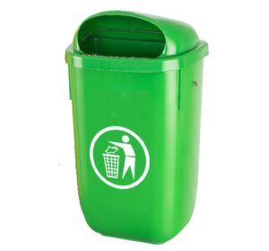 PAPELERA PARED Y POSTE VERDE 50L