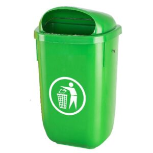 PAPELERA PARED Y POSTE VERDE 50L